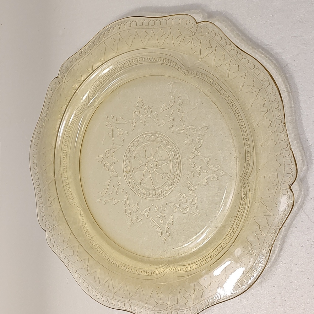 VTG PATRICIAN SPOKE 1930s Federal Glass  Plate 11" Yellow Depression